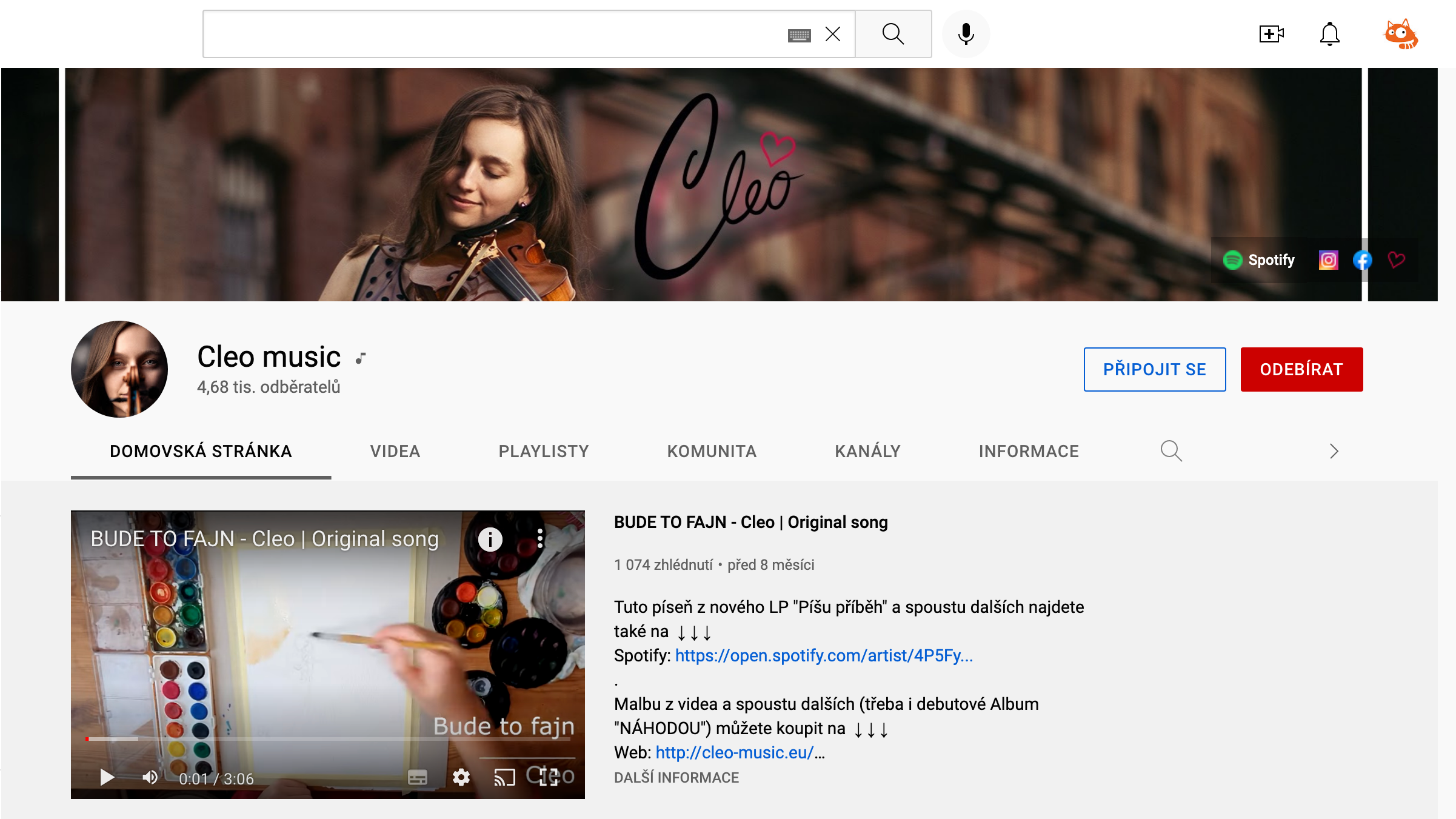 Cleo music Youtube grafika 2022